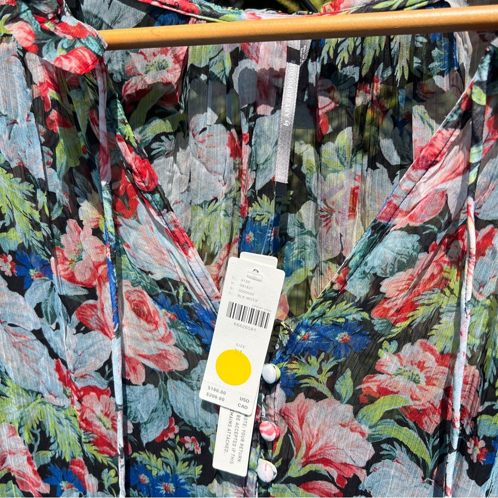 Anthropologie The Marais Printed Chiffon Maxi Dress Floral Boho Long Sleeve XL - Picture 7 of 8